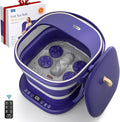 Puboo Electric Foot Bath Massager with Remote, 16 Motorized Massage Balls for Stress Relief, Collapsible Foot Spa Bath Massager with Heat, Pedicure Spa Tub with Temp Control, Purple