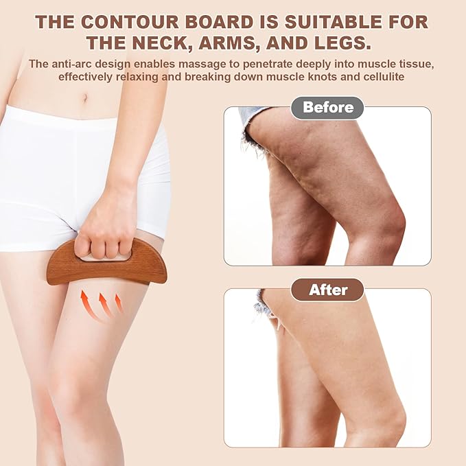 3-in-1 Wood Therapy Massage Tools Wooden Gua Sha Lymphatic Drainage Massager Body Sculpting Tools, Maderoterapia Kit, Anti-Cellulite