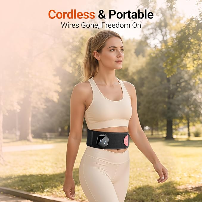 Comfytemp Cordless Red Light Therapy Massage Belt with Vibration for Back, Wearable FSA Eligible HSA Near Infrared Lower Back Massager, Portable Birthday Mothers Day Gifts for Women Mom, 660nm & 850nm