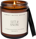 Sweet Water Decor Let it Snow Christmas Scented Candles - Christmas Stocking Stuffers Soy Candles with Cypress Scent - Christmas Candles with 40 Hours Burn Time - 9Oz Black Lid Amber Jar Wax Candles