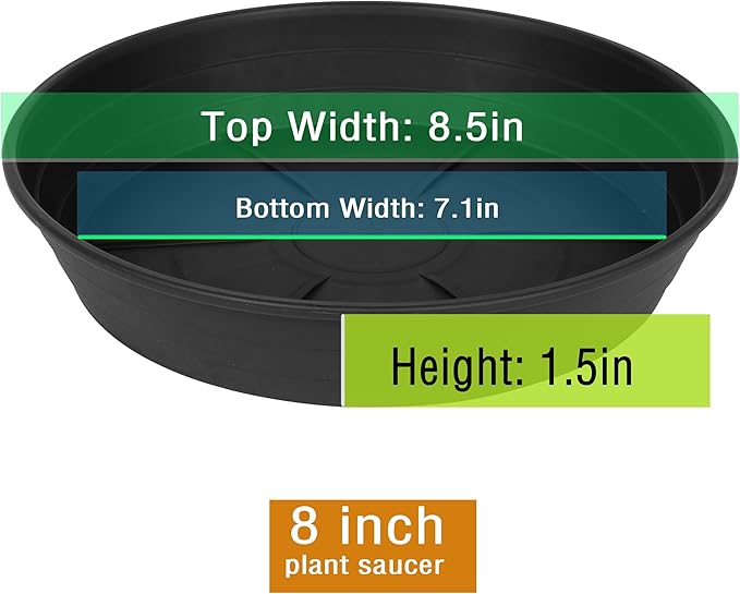 LWALRS 4 Packs 8 Inches Plant Saucer Drip Trays, Round Plastic Plant Pot Saucers Flower Pot Tray for Indoor Outdoor