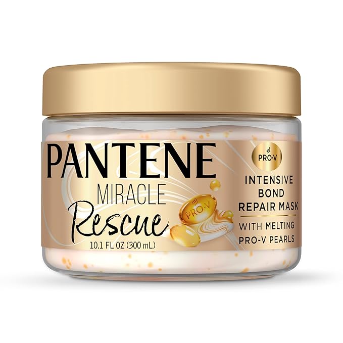 Pantene Miracle Rescue Hair Mask, Intensive Bond Repair with Melting Pro-V Pearls/Melts Away Damage/Builds Bonds/Strengthens Against Damage/Deep Conditioning - Dry Damaged Hair 10.1 fl oz (Pack of 12)