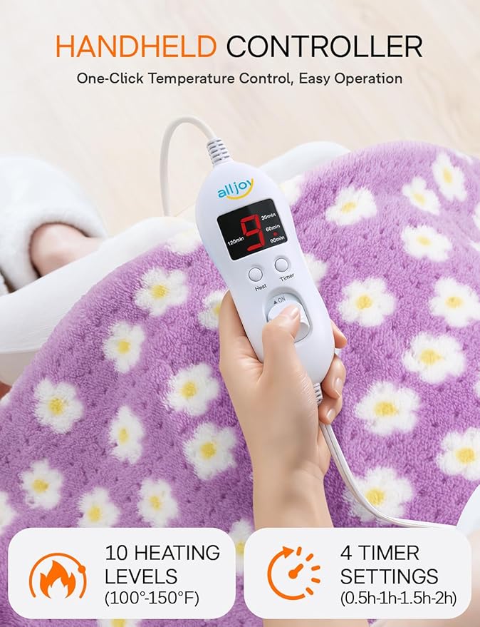 ALLJOY King Size Heating Pad for Back Pain Relief, 33”x 17” Extra Large Heating Pad for Period Cramps, Mothers Day Gifts for Mom, Heating Pad for Neck and Shoulders and Back with Auto Shut Off Timer