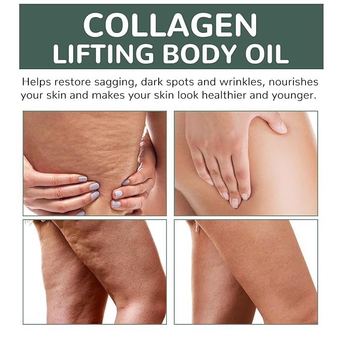 Hydrating Collagen Oil For Body & After Shower,Moisturizing Anti Aging Silk Body Oils for Women & Men,Smooth & Anti Wrinkles,Helps Soften Appearance Of Crepey Skin,3.38 Fl Oz (Pack of 2)