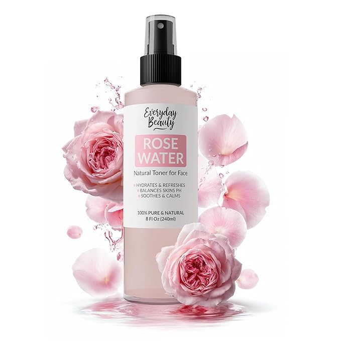 Everyday Beauty Rose Water Spray for Face - Natural Facial Toner - 8 Fl Oz Alcohol-Free Vegan Refreshing for Face and Hair - Uplifts, Calming & Soothing for All Skin Types
