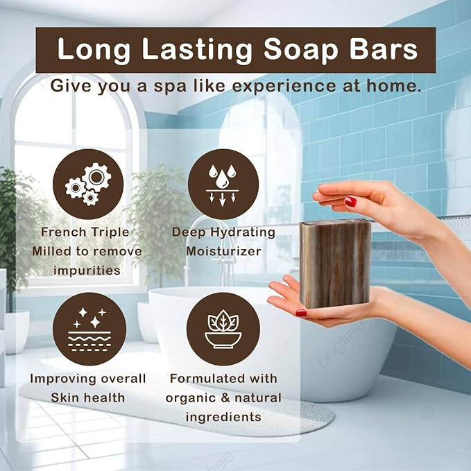 SSA Sandalwood Scented Natural Bar Soap 5 Pack, Australian Triple Milled Moisturizing Bath Bars with Organic Shea Butter, Long Lasting Plant Based Body Soap for Men & Women, Gentle for Sensitive Skin
