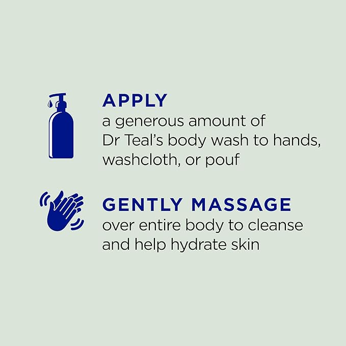 Dr Teal's Body Wash with Pure Epsom Salt, Relax & Relief with Eucalyptus & Spearmint, 24 fl oz (Pack of 4)