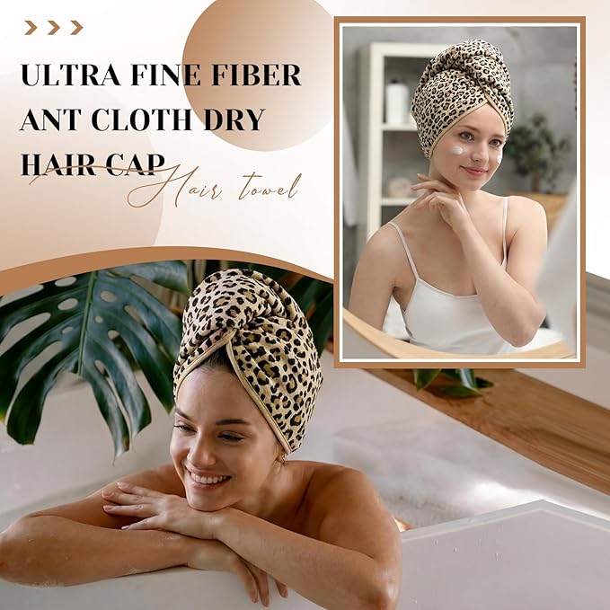 1 Pcs 40 x 24 Inches Large Microfiber Hair Towels Quick Dry Hair Towel Wrap for Women, Suitable for Home, Recreation, Beach, Yoga, Gym, Camping, Etc (Leopard)