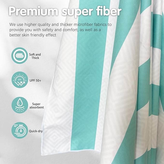 PY SUPER MODE 2 Pack Beach Towel - 75 x 35 inches Quick Dry Microfiber Beach Towels Oversized, Lightweight Soft and Absorbent Bath Towel Suitable for Swimming Pool Camping for Kids & Adults