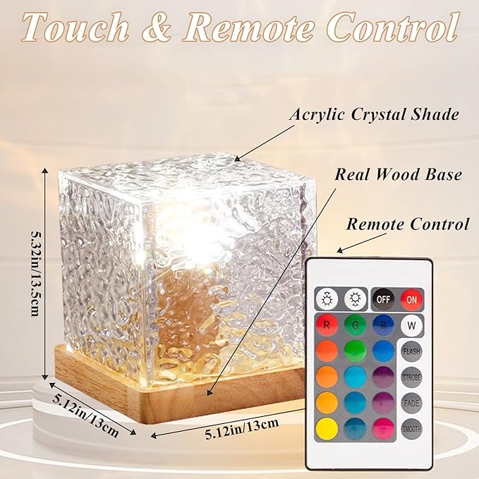 Aurora Ocean Wave Lights Projector No Wiring, Touch Cube Color Changing Light with 16 Colors 4 Modes Dimmable Cordless Mood Lamp for Shower, Northern Light for Bedroom Bathroom, with Remote (Large)