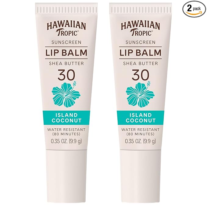 Hawaiian Tropic Lip Balm, Island Coconut, SPF 30, 0.35oz each, Twin Pack