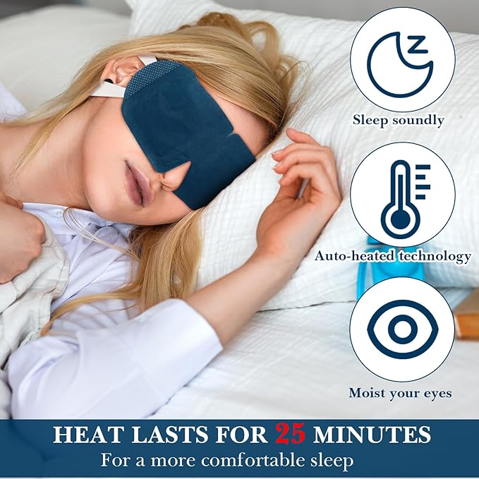 100 Pcs Disposable Steam Eye Mask Bulk for Dry Eyes Spa Unscented Self Heating Warm Compress Sleep Mask Home Office Travel Relaxation Gifts