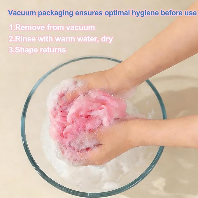 Loofah Sponge 4 Pack, 60G Soft Loofa Bath Sponges Luffa for Shower Women Kids Men