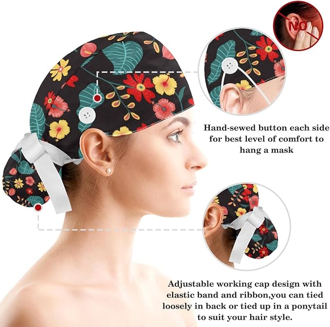 Women's Working Caps with Scrunchies Tarot Pattern Background Lace-Up Hat Unisex Hair Covers One Size