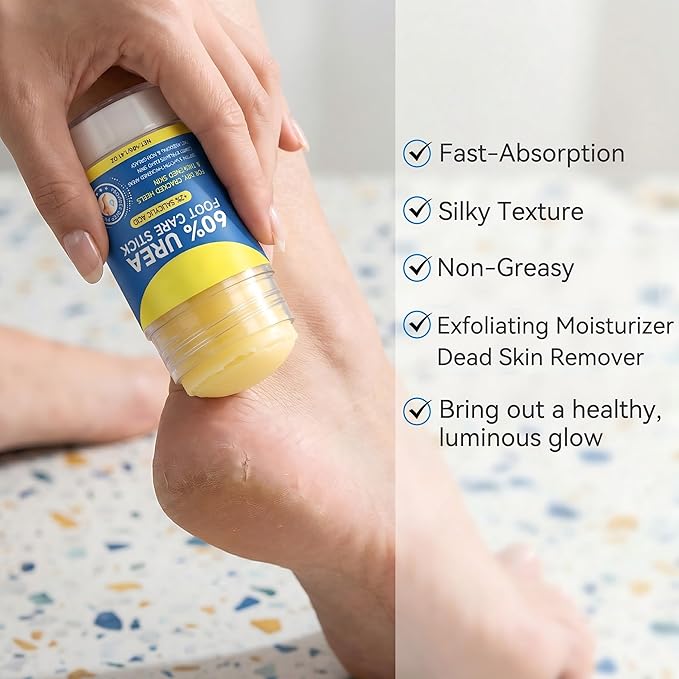 60% Urea Cream Stick with 2% Salicylic Acid, Maximum Strength Foot Care Balm, Callus Remover & Exfoliating Moisturizer for Dry Cracked Feet, Heels, Hands, Knees Elbow & Skin