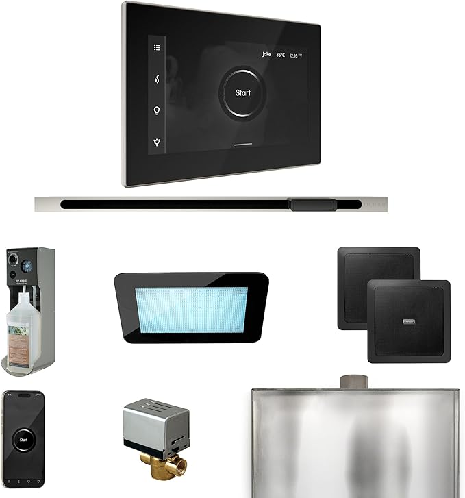Mr Steam XDream Steam Shower Pkg w/iSteamX Control and Linear Steamhead in Black Polished Nickel