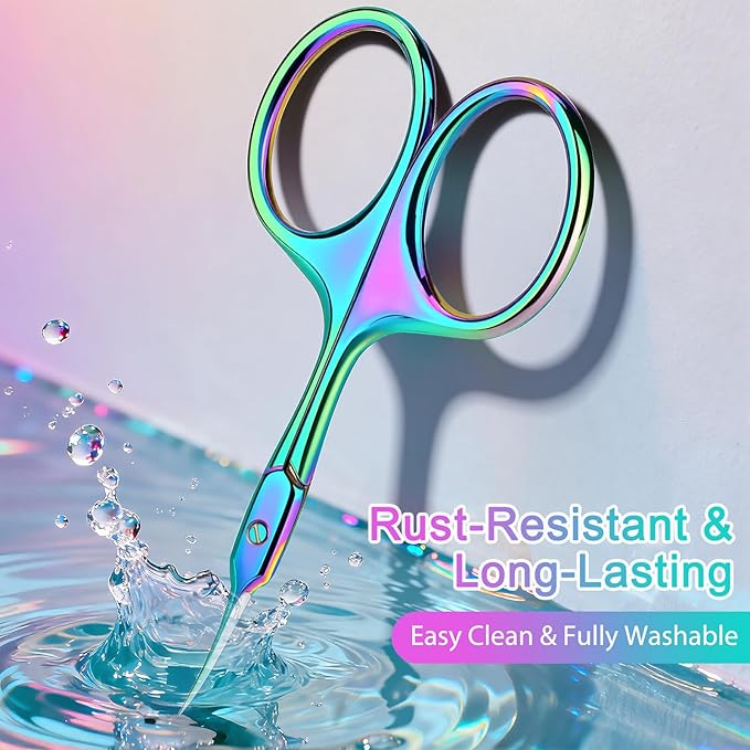 Cuticle Scissors, Extra Fine Curved Manicure & Pedicure Nail Scissor for Women/Men, Professional Small Grooming Tool for Nail Care, Eyebrow Trimming (Colorful)