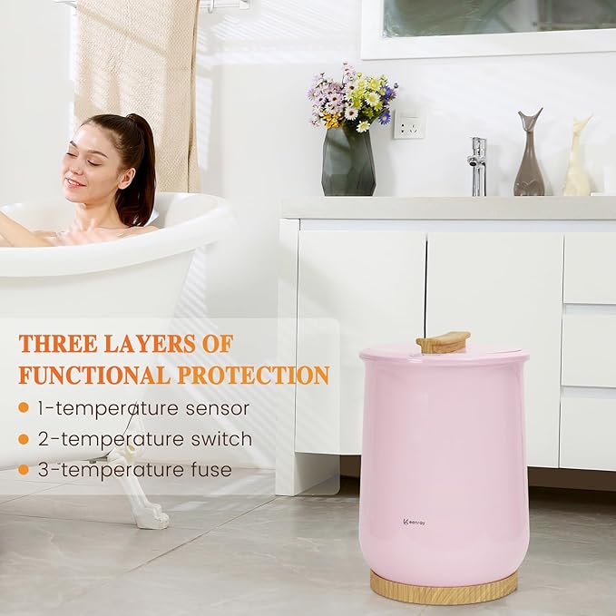 Keenray Towel Warmer, Luxury Towel Warmer Bucket, Large Towel Warmers for Bathroom, Auto Shut Off, Fits Up to Two 40"X70" Oversized Towels, Bathrobes, Blankets, PJ's and More, CL1(Pink)
