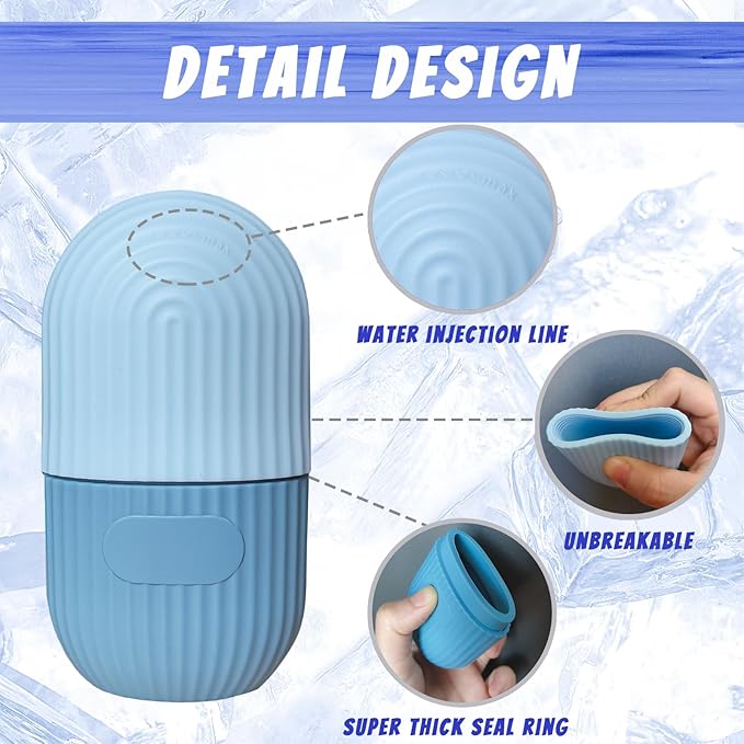 Joyeee Ice Face Roller, Reusable Silicone Mold Face Massage Eye Facial Beauty Skin Care Tools Apply Ice for Shrink Pores Anti Wrinkle Reduce Puffiness Improve Skin Elasticity, Striped