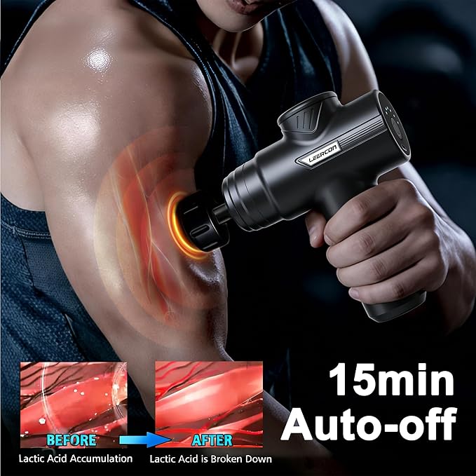 LEERCON Heating Head for Small Massage Gun - 3-Temp Settings (104/113/122°F) & 15-Min Auto-Off, Portable Rechargeable Handheld Accessory for Muscle Pain Relief