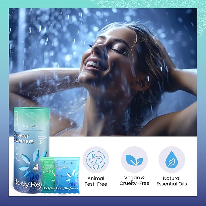 BodyRefresh Shower Steamers Aromatherapy 8 Pack, Birthday Gifts for Men, Shower Bombs for Stress Relief Relaxation Self Care, Mothers Day Gifts