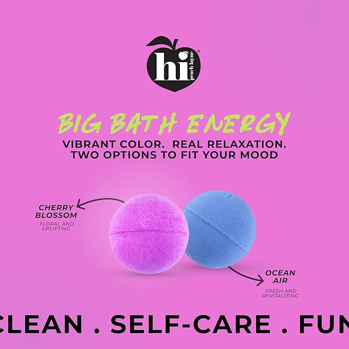 Hi Peach Layne Cherry Blossom Bath Bombs 12-Pack (3.5 oz Each) – Vegan, Clean Beauty Spa Gifts for Mom, Mothers Day Gifts for Women