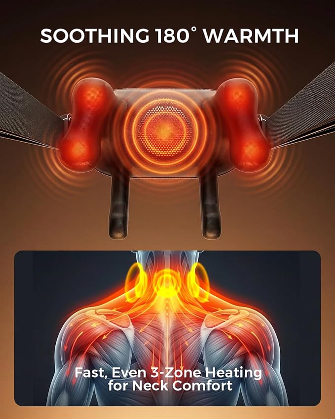 Neck Massager for Pain Relief Deep Tissue, Handheld Neck and Shoulder Massager with Heat, Cordless & Rechargeable Shiatsu Massager for Shoulder, Leg and Back Muscle Relaxation, Gifts for Women Men