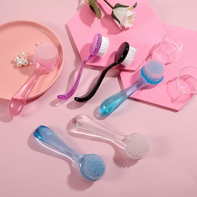 6 Pieces Facial Cleansing Brush Soft Bristle Facial Scrub Exfoliating Brush with Acrylic Handle, Face Wash Scrub Exfoliator Brushes for Face Care Makeup Skincare Removal
