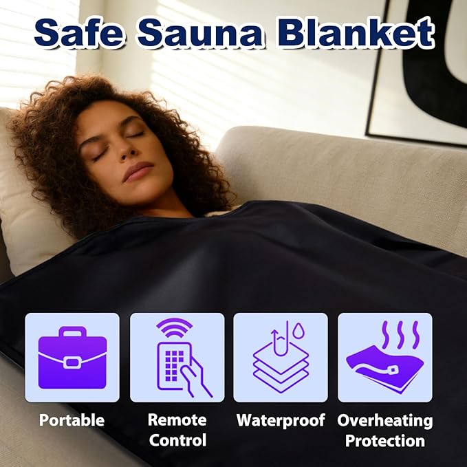 Sauna Blanket for Home, Portable Full Body Heating Wrap with Adjustable Temperature & Timer, Durable Oxford Fabric, Foldable Personal Spa Blanket