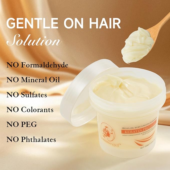 Collagen Hair Mask,Deep Repair Conditioning Argan Oil Hair Mask for Damaged Hair Treatment, Deep Conditioner Hydrating Hair Masque for All Hair Types 3.38oz 100ml