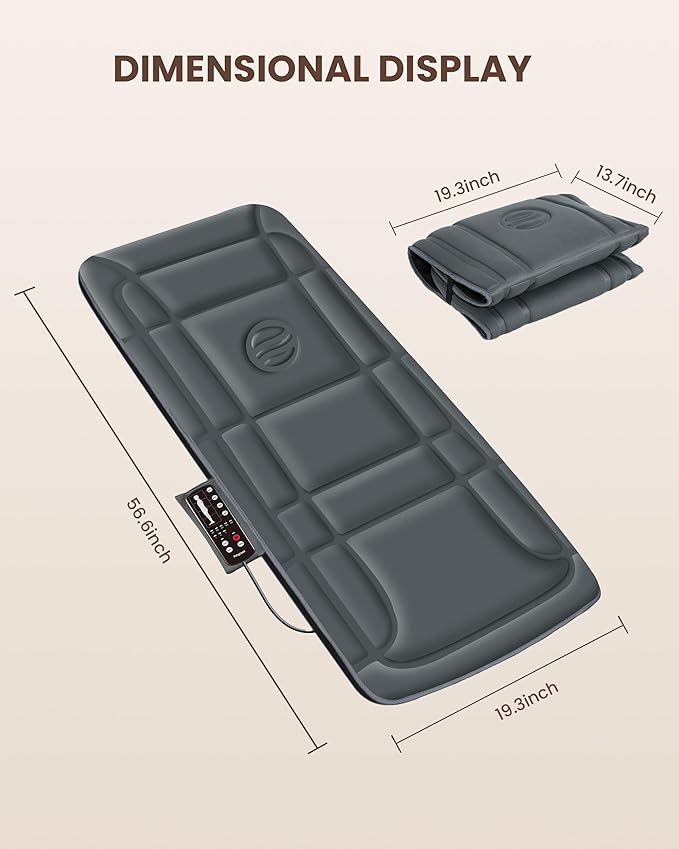 Heycool Full Body Massage Mat with Heat, Vibration Back Massage Pad for Chair, Bed, Sofa, Back Massager, Massage Chair Pad, 10 Vibration Motors& 2 Heating Levels