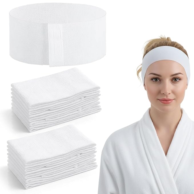 50-Pack Disposable Headbands,Facial Headbands Esthetician,Soft Non-Woven Disposable Headband for Spa,for Professional Salon or Home Skincare Use
