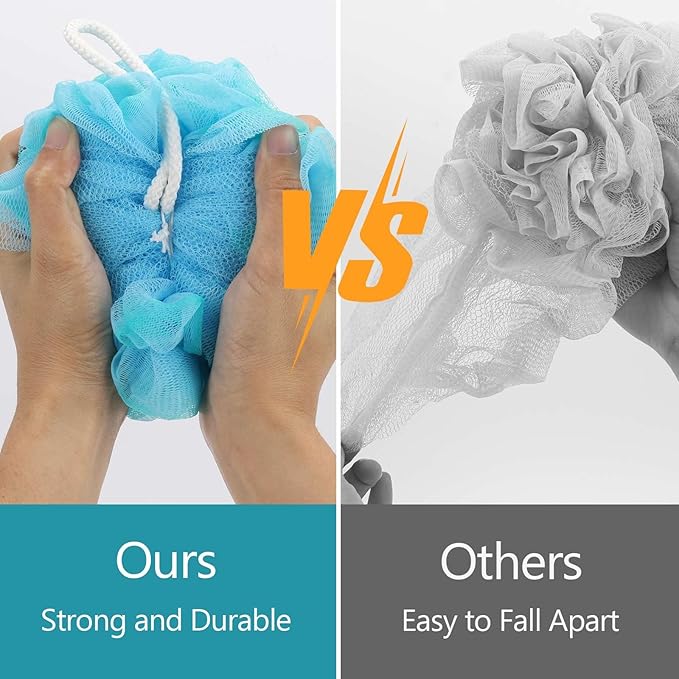 BTYMS XXL Loofah Bath Sponge 100g/pc, Extra Large Shower Puffs Exfoliating Mesh Pouf - Pack of 4