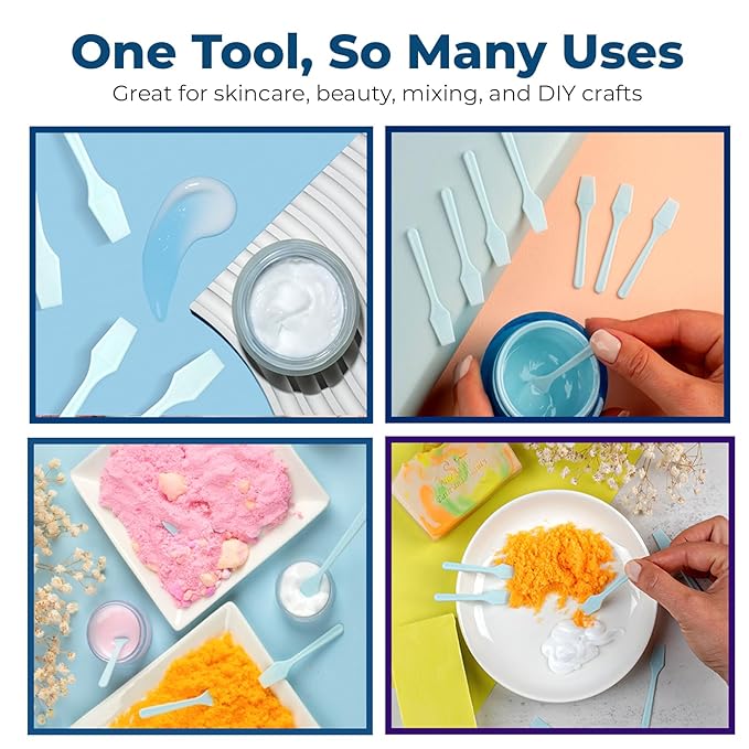 Kopperko Mini Skincare Spatula (2.5", 500 Pack) - Small Makeup Scoop Spatula for Skincare, Creams, & Crafts | Face Cream Applicator for Mixing, Cosmetic, Face Mask | Skin Care Applicator | Sky Blue