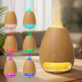 Ultrasonic Essential Oil Diffuser with Himalayan Salt Rock,Flame Diffuser with 7 LED Light,100ML Small Aromatherapy Oil Diffuser with Auto Off Function for Home, Office,Spa,Wooden Grain