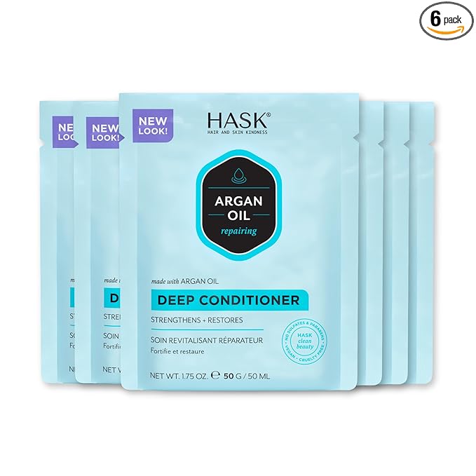 HASK ARGAN OIL Repairing Deep Conditioner Treatments for all hair types, color safe, gluten free, sulfate free, paraben free - Pack of 6