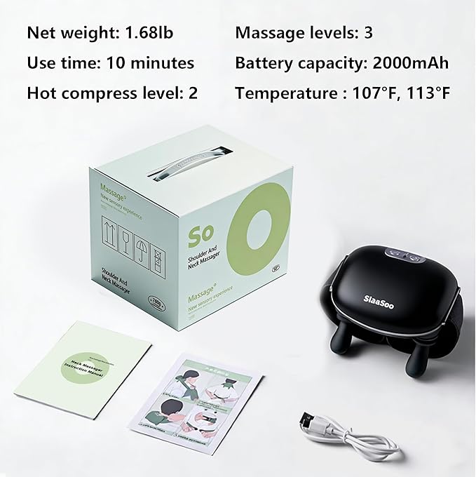 Neck Massager with Heat Electric Shoulder & Cervical Massage for Pain Relief deep Tissue Massage Heated for Neck, Back, Shoulder-2026 Black