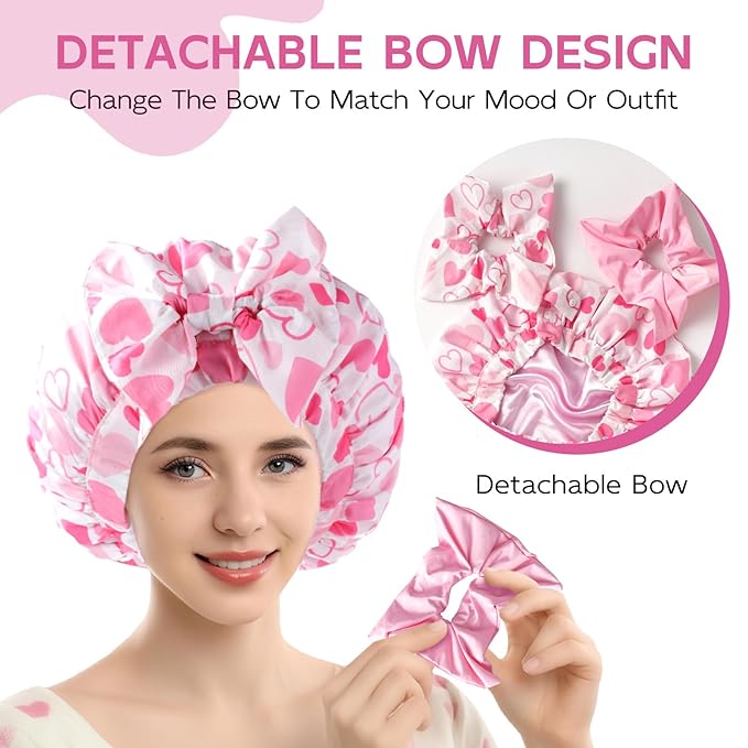 Years Calm Extra Large Shower Cap for Long Thick Hair – Waterproof Double Layer Bath Cap with Satin Lining, Secure Elastic Fit for Braids, Curls & Extensions