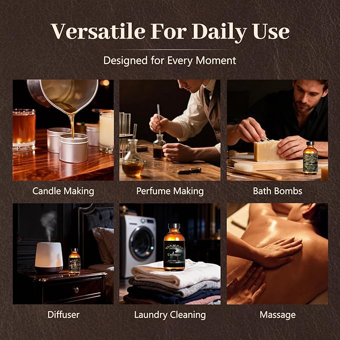 Auelife 4oz Cologne Essential Oils for Diffusers for Home - Men Fragrance Oil for Candle Making, Soap Making Supplies, Father's Day & Birthday Gifts for Him, Masculine Scent for Men Gift, 118ml