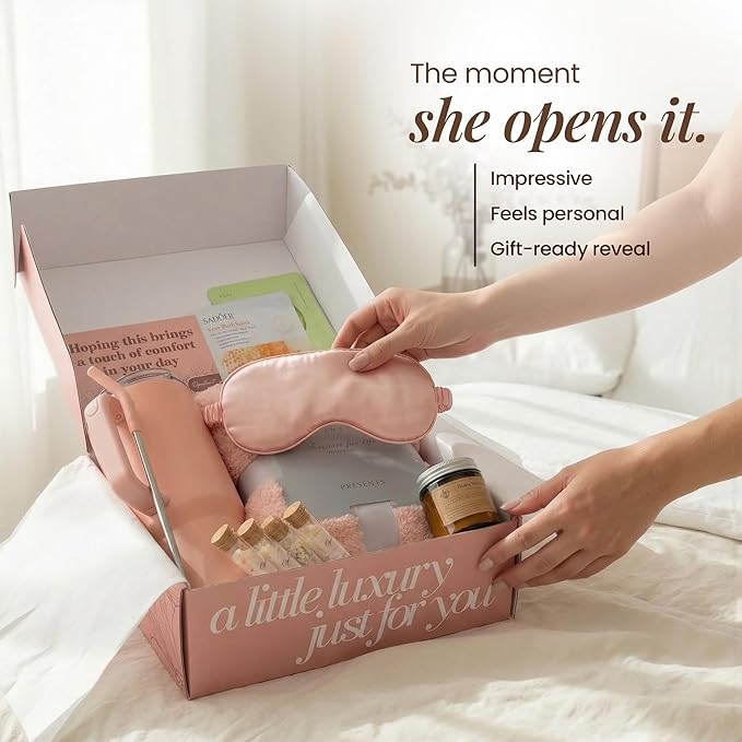 Opulent Luxury Self Care Gifts for Women - Hug in a Box Comfort Care Package - Spa Mothers Day Gift Set with 40 oz Tumbler & Cozy Blanket - Ideal for Thinking of You, Birthday, Sympathy & Corporate