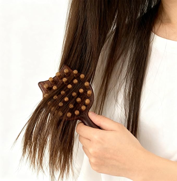 Shaped Wooden Scalp Massager, Multi - Functional Head Massage Tool & Head Ergonomic Scalp Comb Ideal for Men & Women’s Daily Hair Care Routine