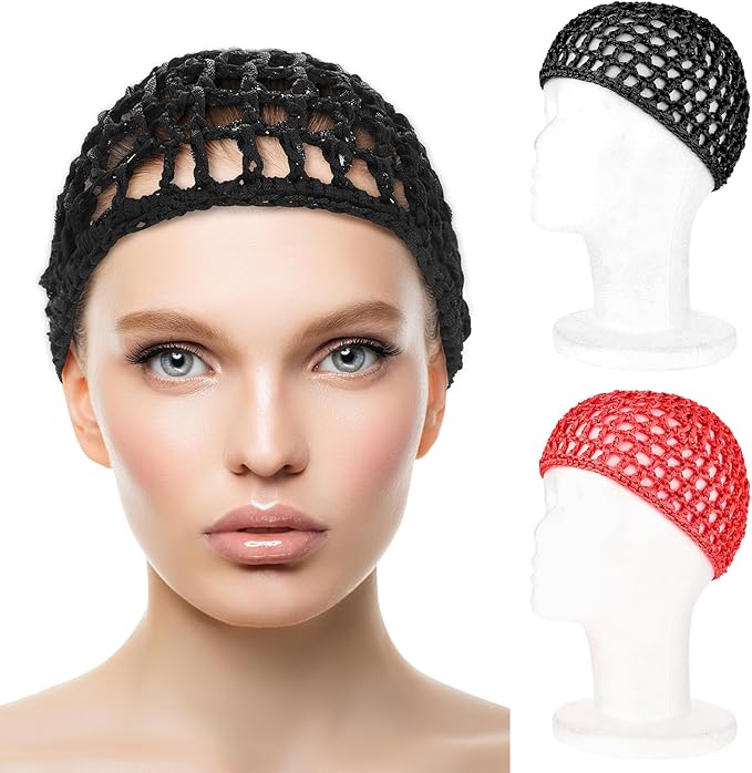 WLLHYF Wig Cap Thick Long Hair Caps Adjustable Net Mesh Braided Weaving Making Crochet Sew Weave Fishnet Grip Headband