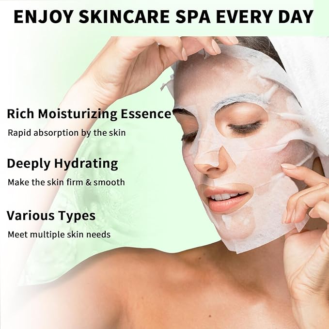 12 Pack Face Masks Skincare Sheet Face Masks for Teens Girls Women, Hydrating Face Mask, Face Mask Set SPA Party Gifts for Teens Girls Kids, Mothers Day Gifts, Perfect for Pamper & Sleepover Party