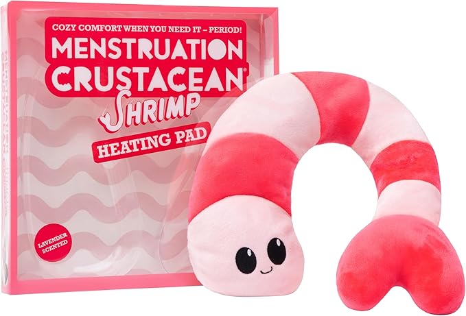 Happy Helper Menstruation Crustacean Shrimp by Relatable, Microwavable Heating Pad For Period Cramps, Cuddly Plushies, Great Gift Ideas for Loved Ones of All Ages, 1 Lavender Scented Heating Pad