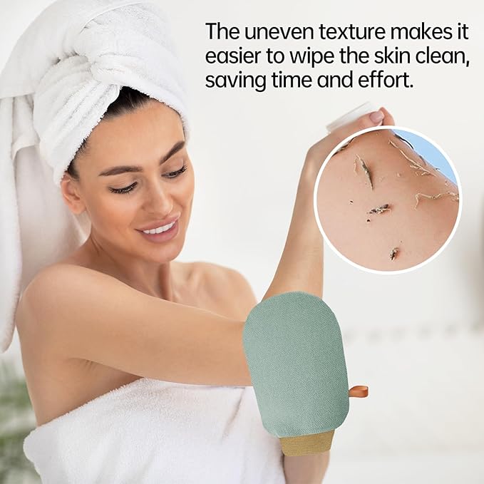 Exfoliating Gloves Glove for Shower,Exfoliating Mitt Mit Body Scrubber,2 Pcs Shower Gloves Exfoliating for Women,Green and Blue