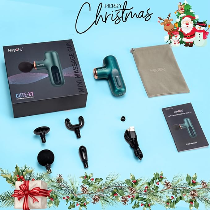 HEYCHY Super Mini Massage Gun, Percussion Deep Tissues Muscle Massager, Compact Sports Travel Massage Gun, Portable Handheld Massager for Home, Gym, Office, Outdoors