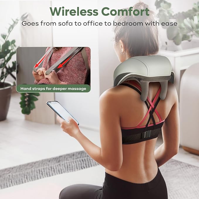 adomii Electric Neck and Back Massager, Heat Function Deep Tissue Cordless Neck Massager Relax Muscles, 4D Kneading Heated Massage Shoulder Massager Gift Ideas for Dad Mom Friends
