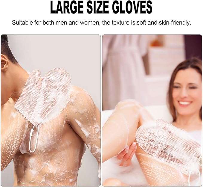 Exfoliating Glove Bath Mitt -Exfoliating Gloves for Shower, Body Scrubber for Deep Cleansing, Quick Drying Bath Gloves (Pink)