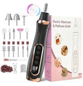 Professional Manicure Pedicure Kit Cordless Electric Nail File Set 6 Speed Cordless Nail Drill for Thick Nail Toenail Cuticle Hand Foot Care Nail Drill Tool(Black)