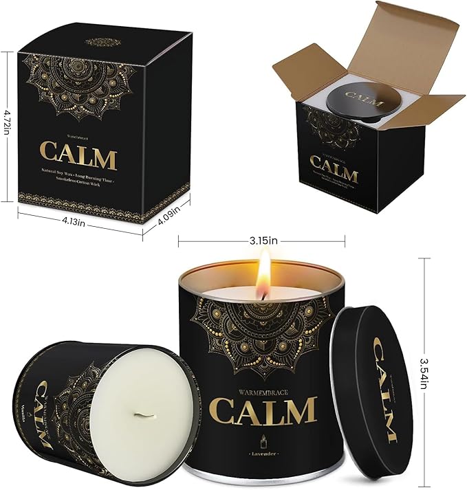 WarmEmbrace Lavender Scented Candles, 9 Oz Jar Candles for Home, Office, Meditation, Yoga, Candles for Women & Men, Mother's Day, Birthday, Christmas, Valentine's Day Present, Housewarming Gift